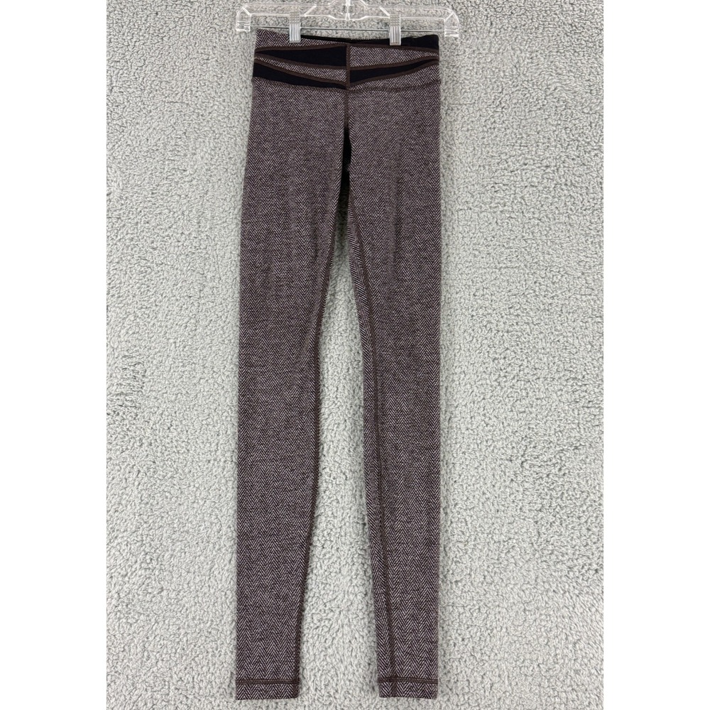 Lululemon Wunder Under Leggings Womens Size 2 Black Giant Herringbone Pull On‎